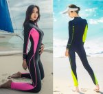 Ariella Sporty Rash Guard One Piece with attached Long Pants Swimsuit