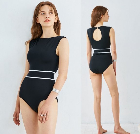 Lea Minimalist High Waist Bateau Neck One Piece Maillot
