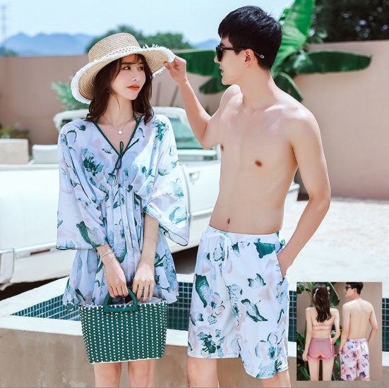 Mavis Romantic Floral Halter Bikini Couple Set with Beachwear