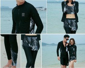 Tropical Camouflage Rash Guard Couple Swimsuit
