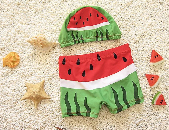Ji Hoon Seedy Watermelon Swimming Pants with Cap