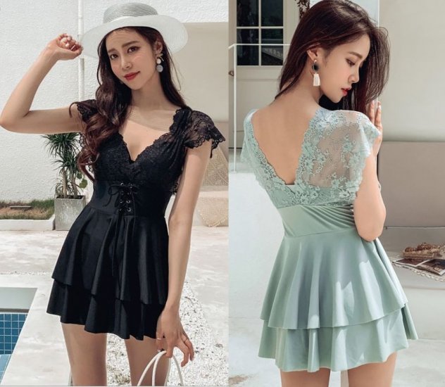 Laureen V Neck Victorian Lace Maillot