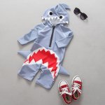 Baby Shark with Fin Hoodie Children Swimsuit