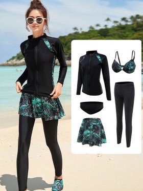 Maisie Rash Guard with Skirt and Long Pants Swimsuit Set