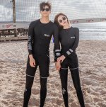 Black with Silver Rash Guard Couple Swimsuit