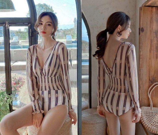 Marceline Gold Chain Printed with Chiffon Coverup One Piece Maillot