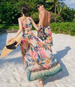 Misaki Hawaii Cropped Top Bikini Couple Set with Chiffon Beachwear