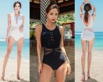 Laurel Laced Up Chic Maillot with Mesh Swimsuit