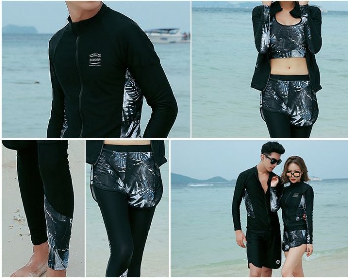 Tropical Camouflage Rash Guard Couple Swimsuit