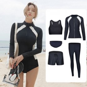 Scarlette Black and White Rash Guard with Long Pants Swimsuit Set